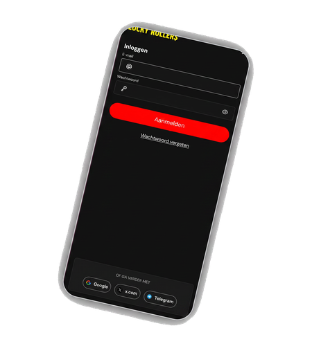 Registratie- en inlogscherm bij LuckyRollers Casino