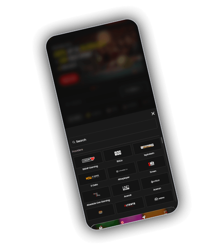 Logos of leading slot and live casino software studios featured at LuckyRollers